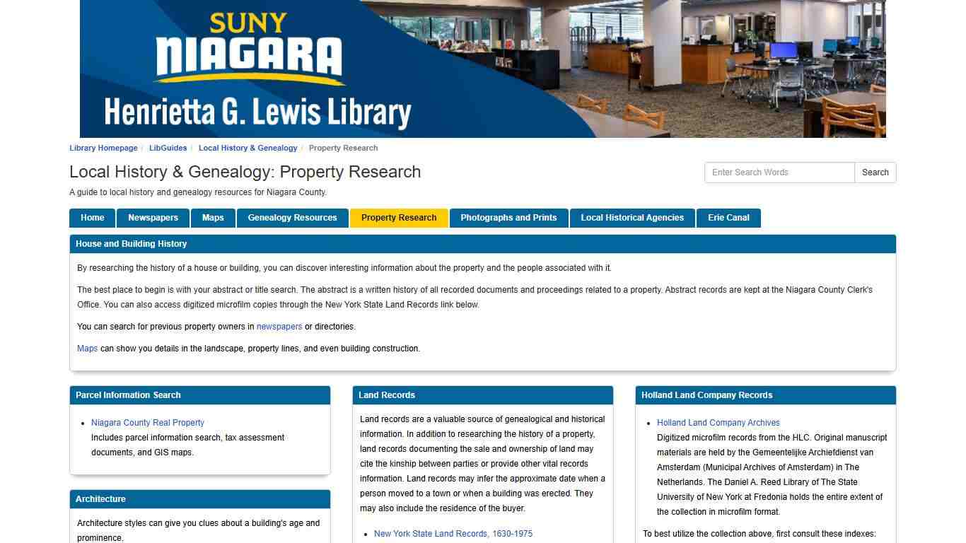 Property Research - Local History & Genealogy - LibGuides at Niagara County Community College