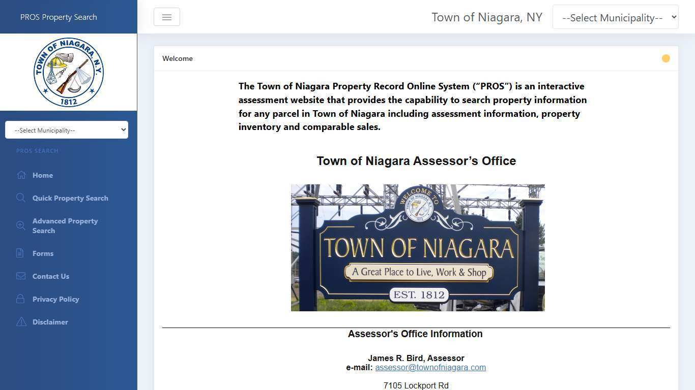 Town of Niagara - Assessment Search Online - PROS v1.0.0